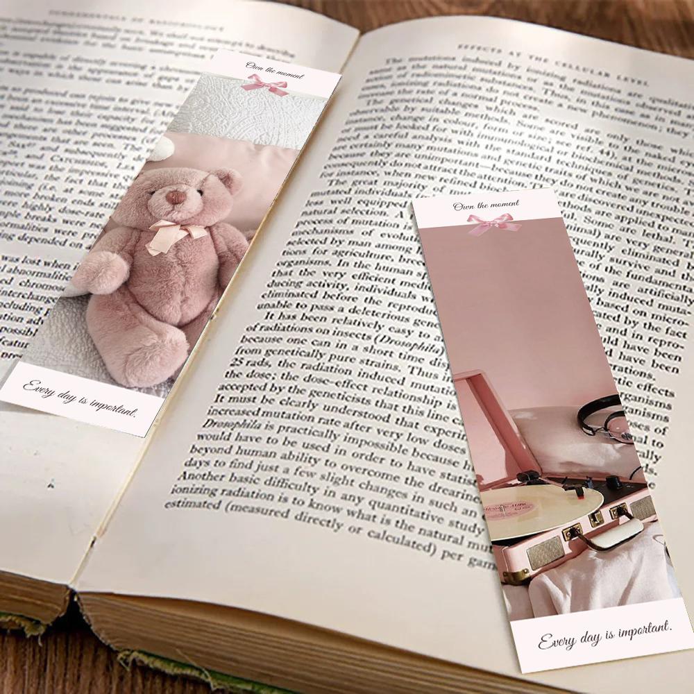 30PCS Pink Bell Ringing Design Reading Bookmarks Paper Cartoon Stationery Laptop Luggage Living Gifts Room Decoration Bookmark