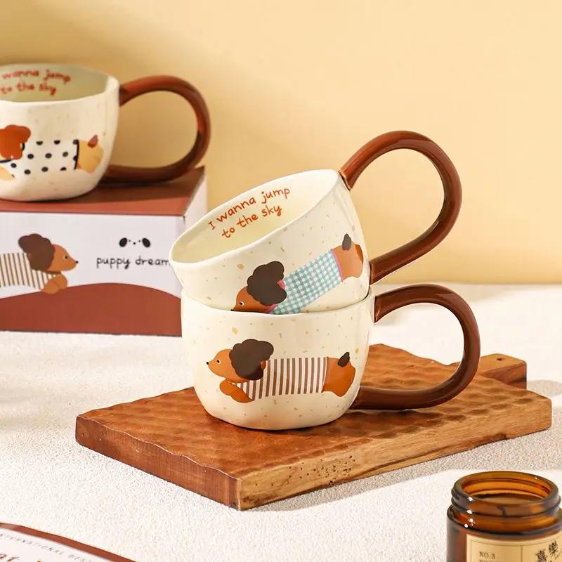 Cute Ceramic Mug Creative Household Water Cup High Appearance Level Office Milk Breakfast Mug Cartoon Coffee Cup Anti-hot Handle