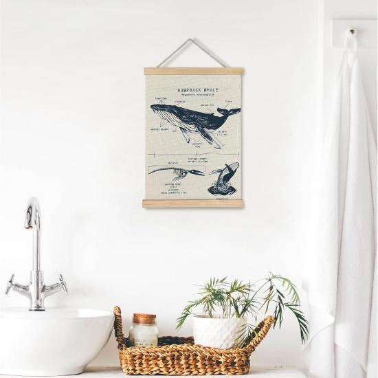 ignytiger Beach Ocean Whale Wall Art Poster, Marine Biology Beach House Room Decor, Summer Whale Ocean Theme Canvas Bathroom Nursery Classroom Decor,