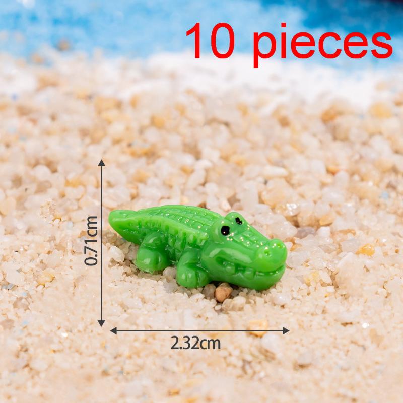 10/50Pcs Mini Crocodile Resin Figurine Cute Animal Micro Landscape Ornament Diy Craft Accessory For Desktop Bonsai Decoration