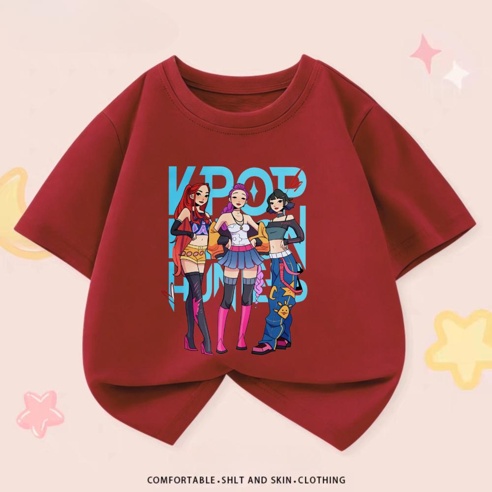 

Popular Kids Clothing Summer Girls T-shirts Kpop Demon Hunters Fashion Children Tees Short-sleeved Tops Printed Cartoon Tshirt 100