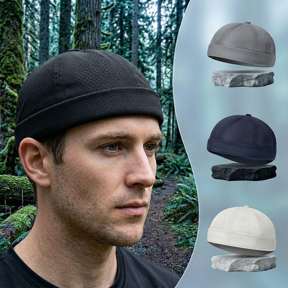 Breathable Men's Landlord Hat Quick Drying Dome Melon Cap Portable Beanie Cap For Men Sports