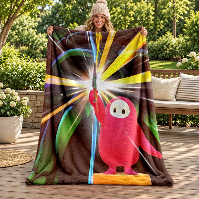 Fall Guys Blanket Flannel Blanket Soft Cozy Plush Throw for Sofa Bed Lightweight Home Decoration Gifts for Christmas Various Holidays