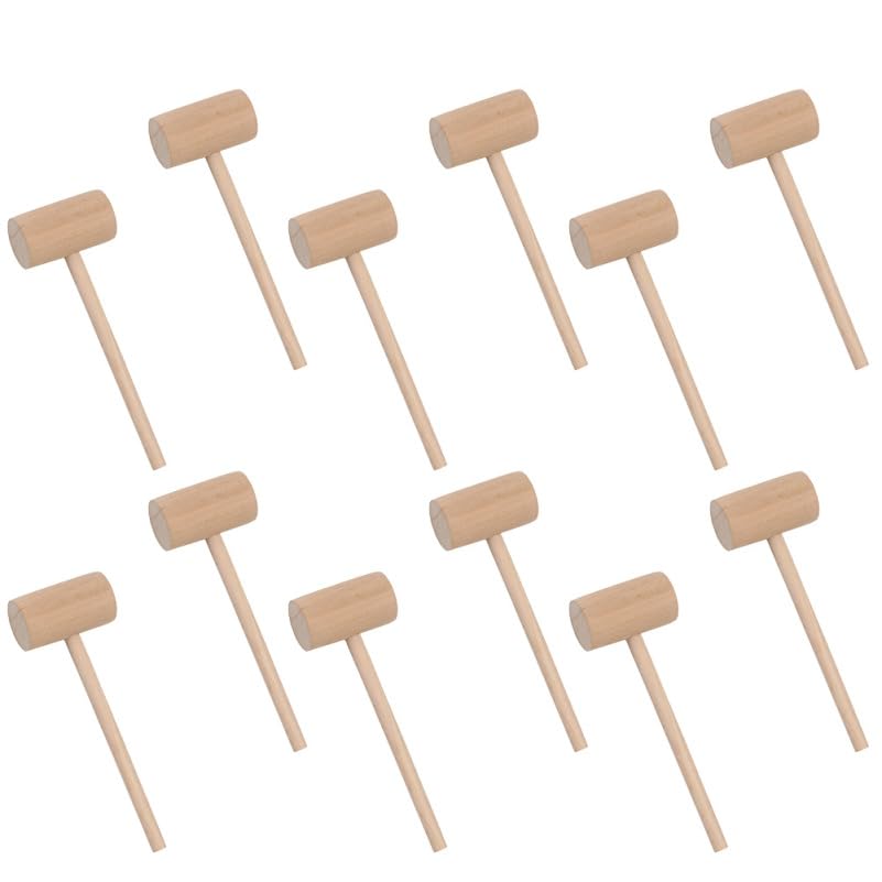 OUNONA Mini Wooden Hammers, Set of 30, Round Head, for Cake Cracking, Chocolate Cracking, Crab Cracking, Shell Cracking, Seafood Dishes, DIY Crafts,