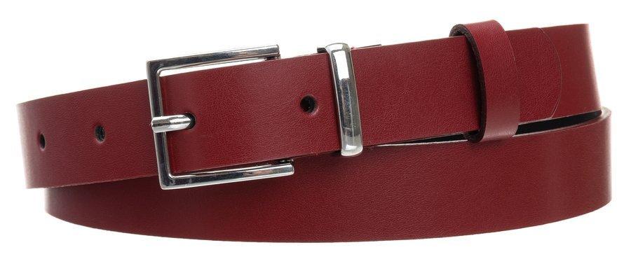 Narrow Genuine Leather Belt with a Square Silver Buckle