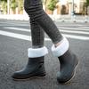 Outdoor rain shoes fashionable adult waterproof shoes warm short rain boots women's velvet thick-soled non-slip versatile rubber shoes