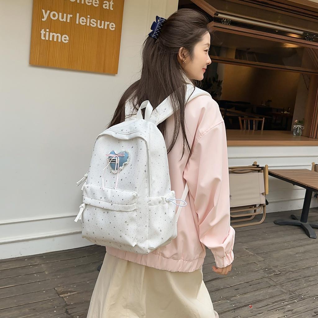 Schoolbag Korean Love Girl Style Schoolbag Large Capacity High Value Star Light Simple Student Party Campus Backpack