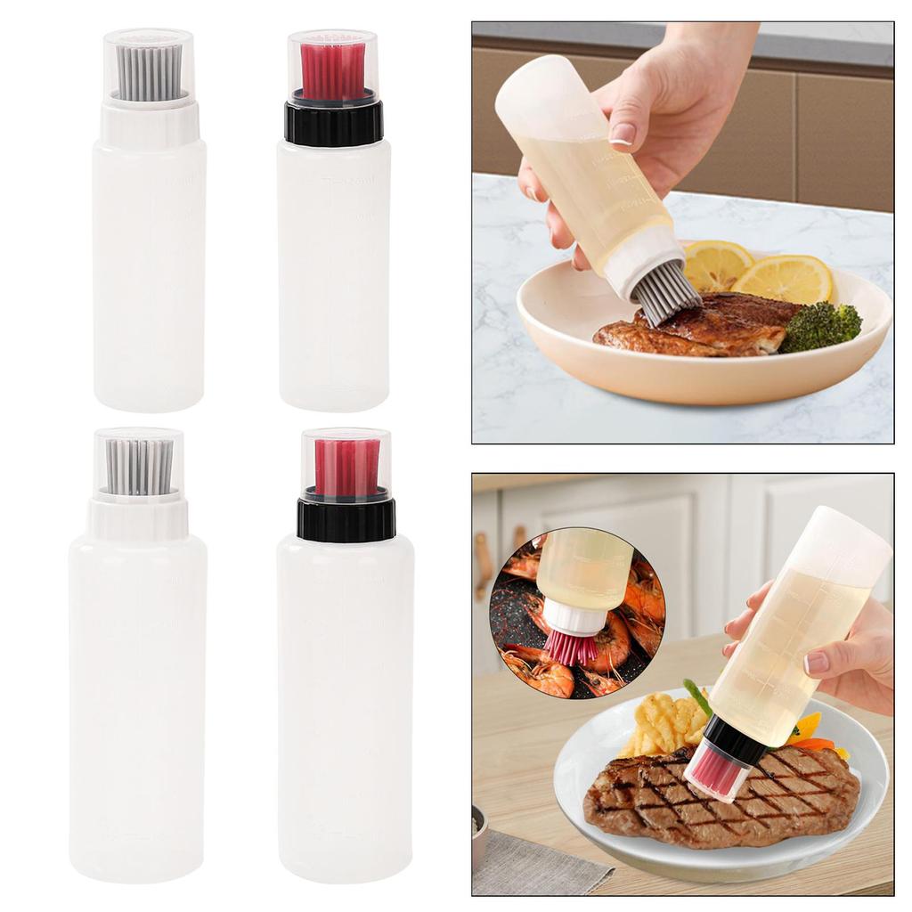 Oil Dispenser Olive Oil Bottles Container with Brush Squeeze Bottles Outdoor for Picnic BBQ Frying Baking Hot Sauces