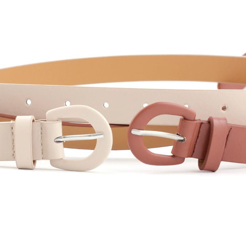 Curea cu cataramă cu pin de culoare solidă, Blugi decorativi pentru femei, Pantaloni casual simpli, Curea Femei