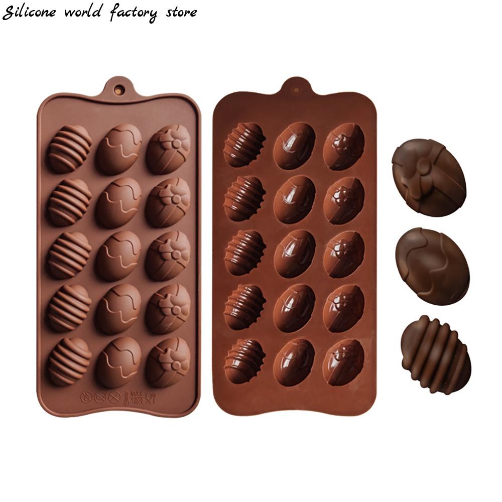 Silicone world DIY Uovo di Pasqua al Cioccolato Stampo in Silicone Antiaderente per Decorazione Torta Cottura Stampo per Caramelle Silicone Stampo 3D Gadget da Cucina
