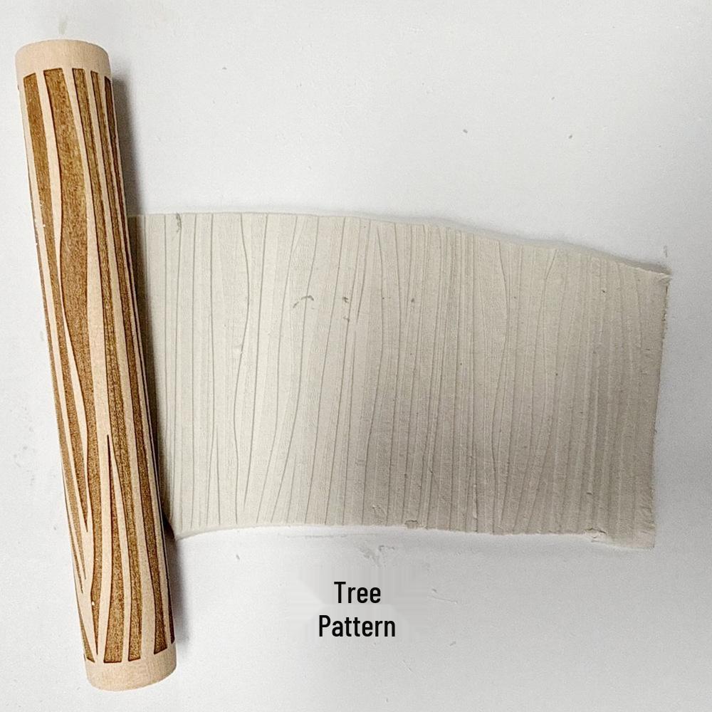 Wood Grain Embossed Rolling Pin for Clay and Baking