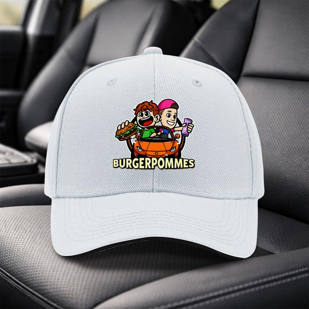 BURGERPOMMES Cartoon Sandwich Baseball Cap Adjustable Black Unisex Visor Hat for Travel Party Birthday Holiday