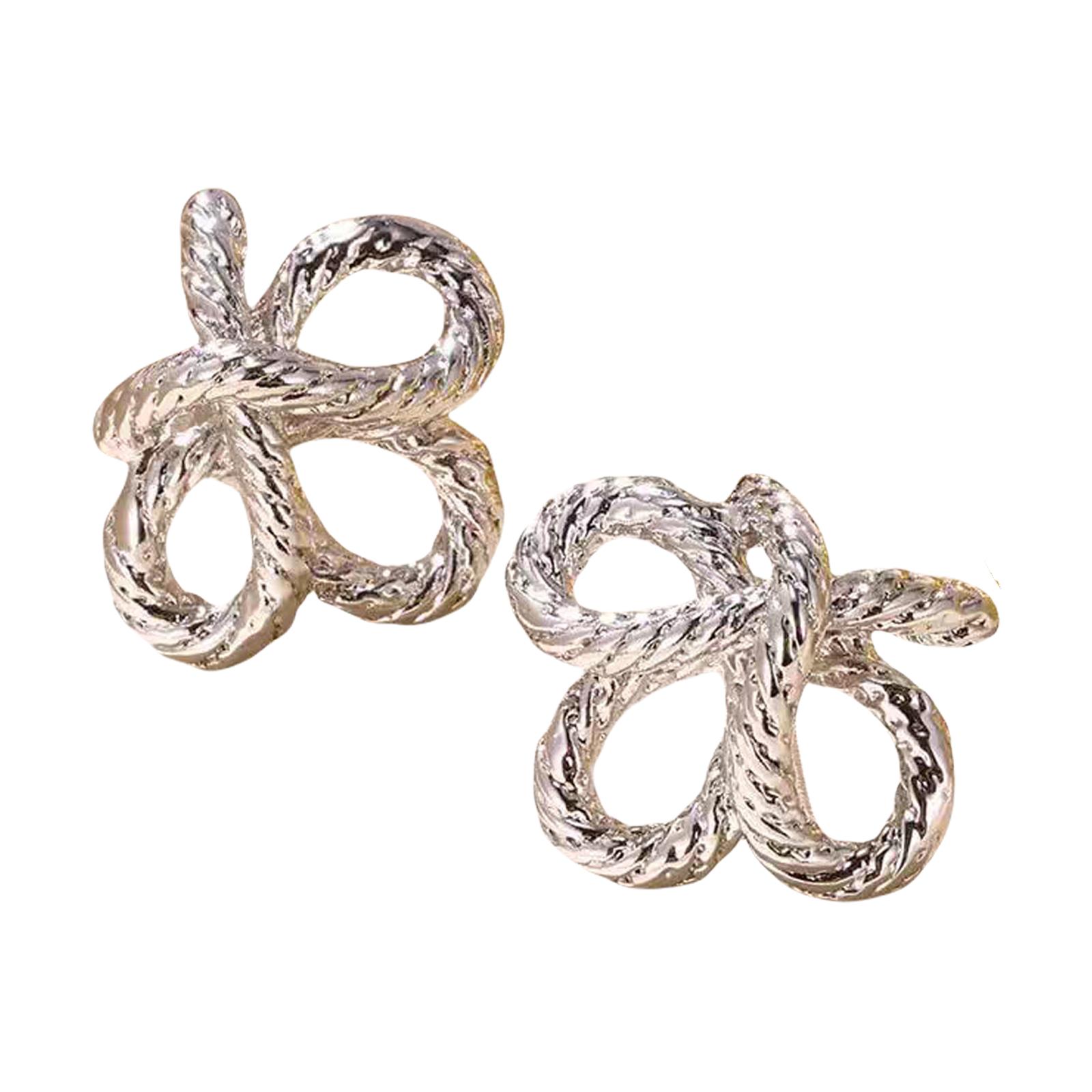 

Серьги в узловом плетеном стиле, золотистого/серебристого тона, с нерегулярным скручиванием, геометрические серьги-пусеты, аксессуары для повседневной носки серебряный