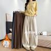 Women's Fleece-Lined Retro Scimitar Pants: Autumn/Winter 2025, High-Waisted Loose Chenille Wide-Leg with a Slimming Drape.