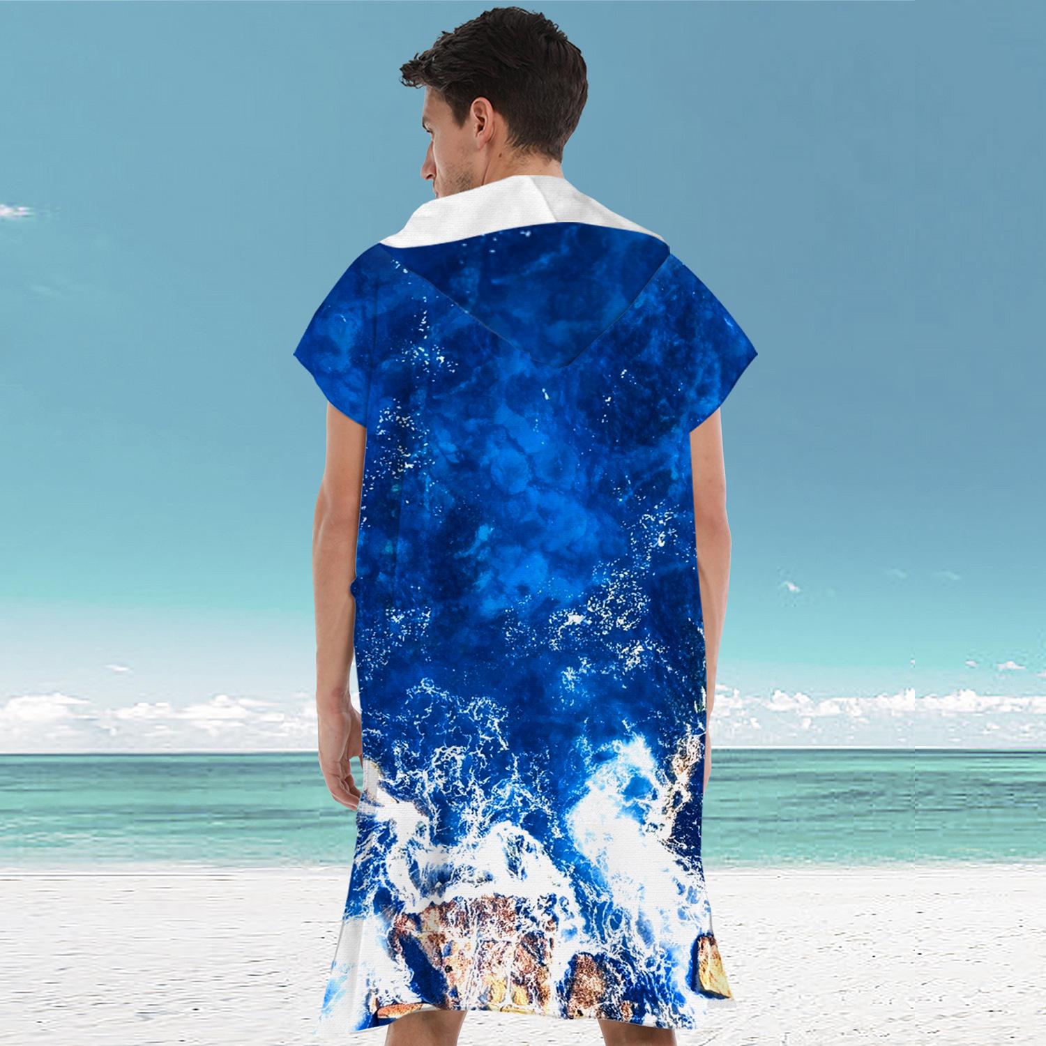 

Взрослый и детский быстросохнущий худи-пончо из микрофибры для пляжа и ванной Microfiber Towel Fabric Adult 110*75CM