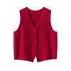 Women's 100% Pure Cashmere Thickened V-neck Cable Knit Cardigan Vest for Autumn/Winter