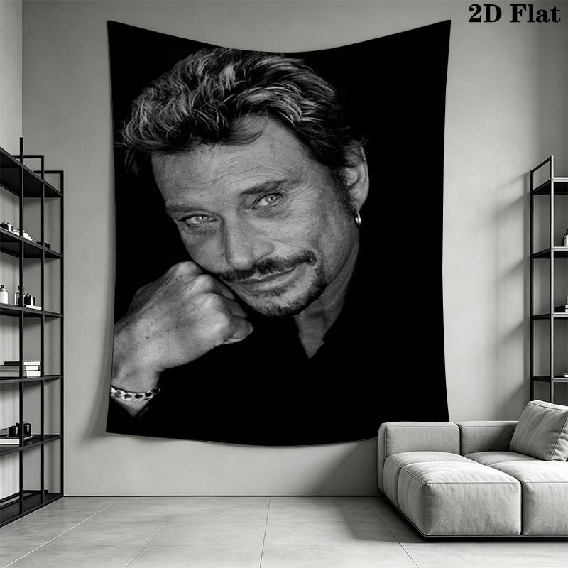 Johnny Hallyday Rock Legend Remembered Tapestry Background Cloth Fashion Print Christmas Gift Work Of Art Background Wall Hanging Cloth