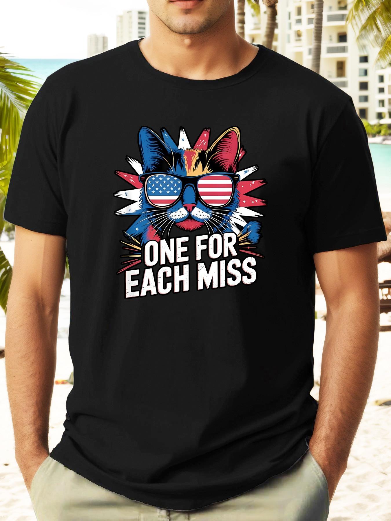 Patriotic Cat Graphic T-shirt - One for Each Miss Print L