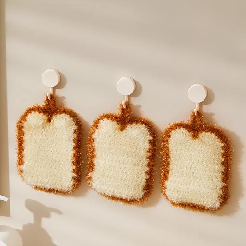 1/3pcs Bread Slice Dishcloths with Hooks, Soft Woven for Kitchen Sink, Absorbent & Quick Dry, Mother's Day Gifts Kitchen Towel
