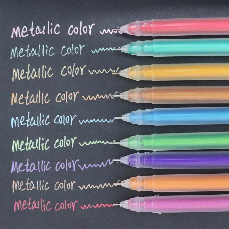 9 Teile/satz 0,6mm Weiß Gold Silber Tinte Farbe Fotoalbum Gel Stift Schreibwaren Büro Niedlich Scrapbooking Große Kapazität Stift für Kinder