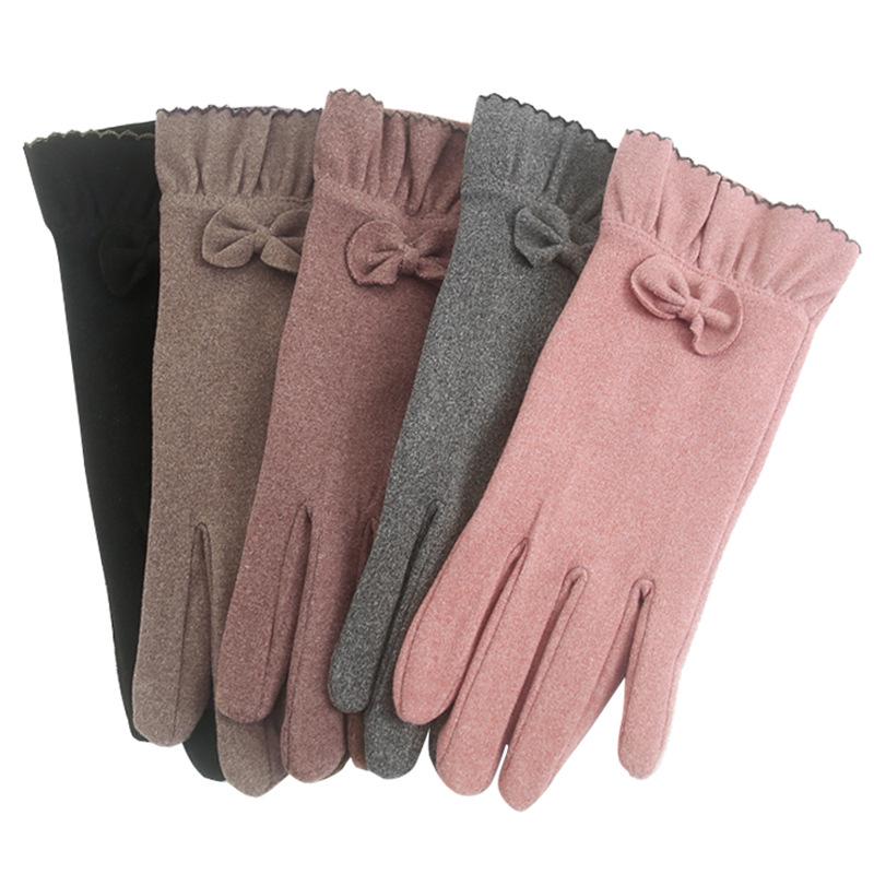 Women's Windproof Touch Screen Cycling Gloves - Velvet Cotton for Spring and Autumn