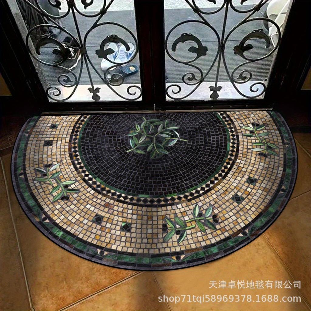 Eingangsmatte Halbkreisförmig Retro Fußmatte Staubdicht und Rutschfest Eingangsteppich