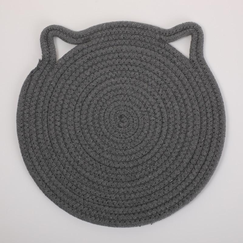 30cm simple solid color cat ear cotton rope placemat kitchen insulation and heat-resistant pad cotton thread pot mat cup mat