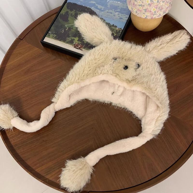 Женская пушистая зимняя ушанка с двигающимися ушками щенка