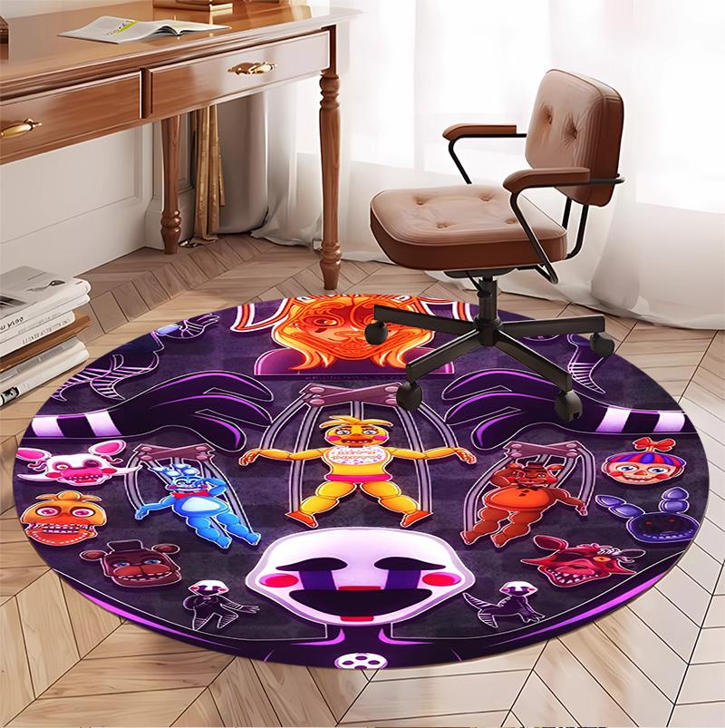 Five Nights at Freddy's Pattern Round Rug, Indoor/Outdoor Mat, for Picnic, Gameroom, Bedroom, Office, Living Room, Home Decor Carpet, Birthday Gift