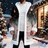 Men's Christmas Long Hooded Cardigan With Pockets Warm Jacket