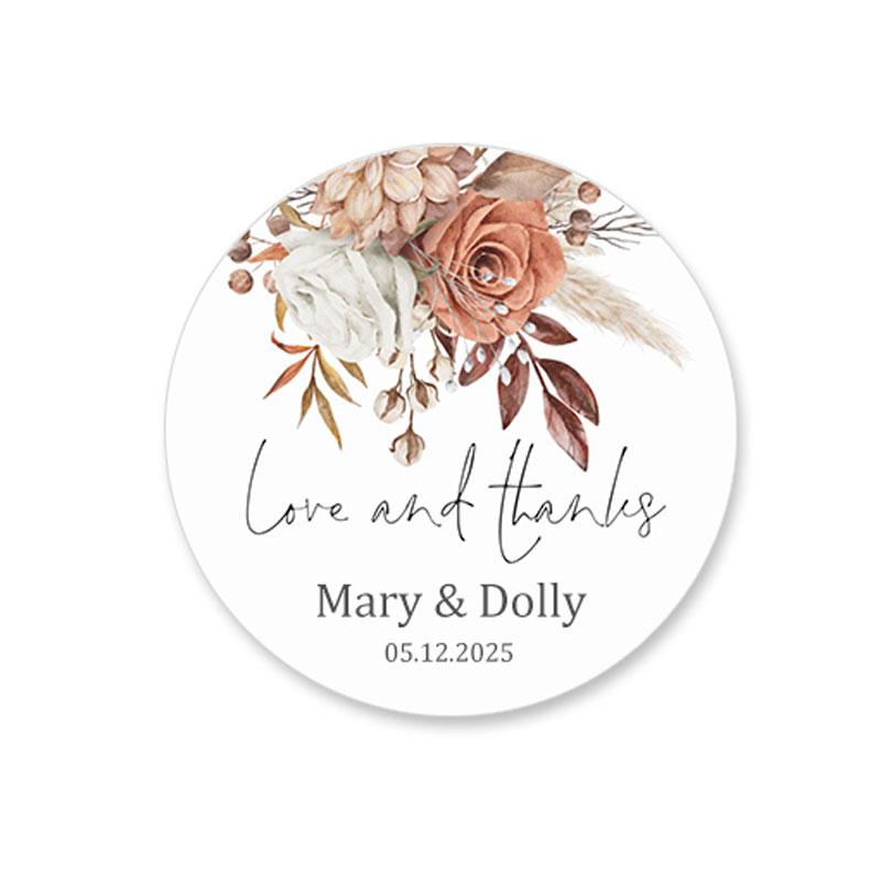 Personalized Non-Toxic Wedding Stickers Floral Diy Craft Labels For Glass Jar Decorations Waterproof Party Favor Seals