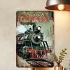 Creative Vintage Train Metal Tin Sign, Iron Scratchboard Railway Express Wall Art, Retro Hanging Decor for Indoor/Outdoor, Home,