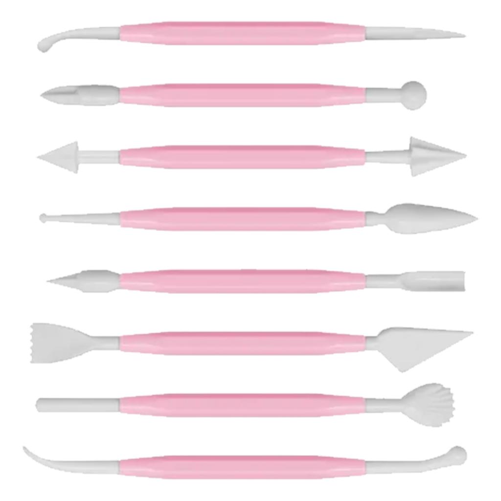 8Pcs Fondant Modeling Tools Safe Plastic Rich Style Detachable Head Cake Sculpting Tools for Home Kitchen DIY