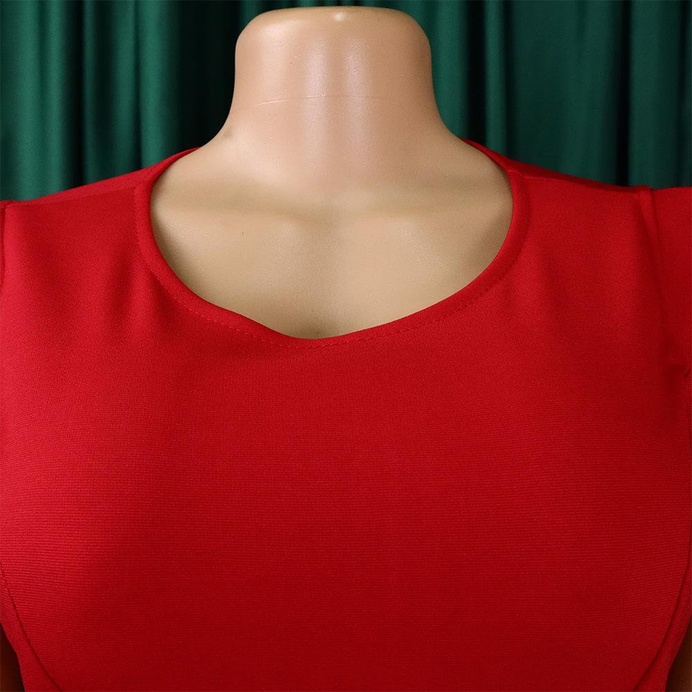 YYFS Women's Fashion Summer Spring Solid Color Print Short Sleeve O-Neck High Waist Casual Dresses