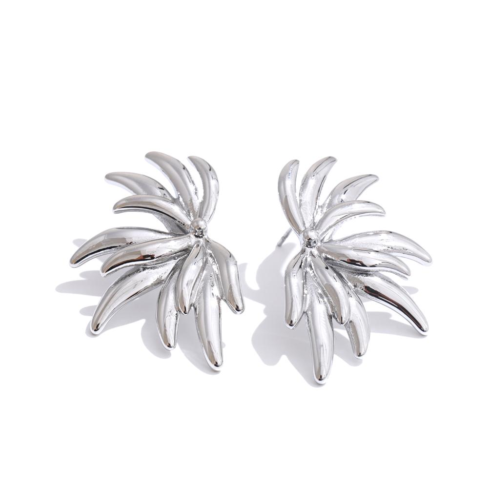 Yhpup 14g Light Flower Statement Big Temperament Stud Earrings 2025 Gift Women Anti Allergic Stainless Steel Jewelry PVD Plated
