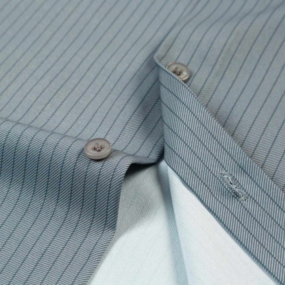 Men's Thin Comfortable Breathable Plaid Striped Dress Shirts, Long Sleeve Spread Collar Business Slight Stretch Button-up Shirt