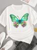 (Asian Size) sweet flower feather Short Sleeve T-shirts Women's Top T Female Print  Fashion O-neck Casual Clothing  Graphic Tee