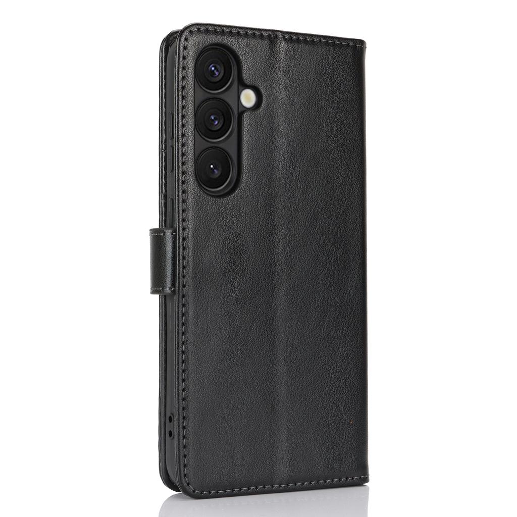 For Samsung Galaxy S24+ Stand Case Textured Leather Wallet Phone Cover with Strap