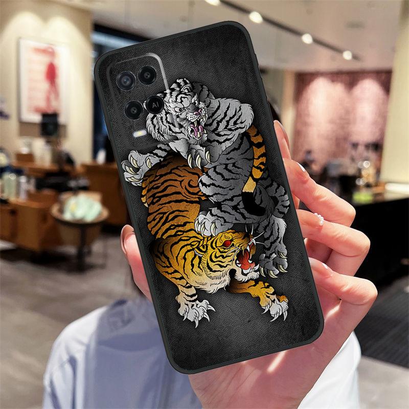 Fashion Animal Tiger Art Case For Oppo A40 A60 A80 A18 A38 A58 A78 A98 A16 A76 A96 A15 A17 A77 A74 A94 A54 A57S Cover