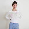 Egoist Rose Lettering Contrast Heart Neck Knit Top Es2okl02 