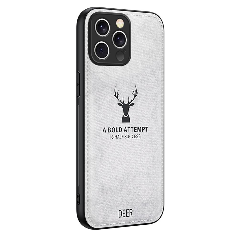 For iPhone 16 Pro Case Deer Pattern Cloth Texture PU Leather Hybrid Phone Cover