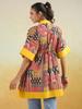 Hand block printed cotton top tunic kaftan handPrinted cotton w/pockets tunic loose fitting free size tunic RedYellow Kaftan Limited edition