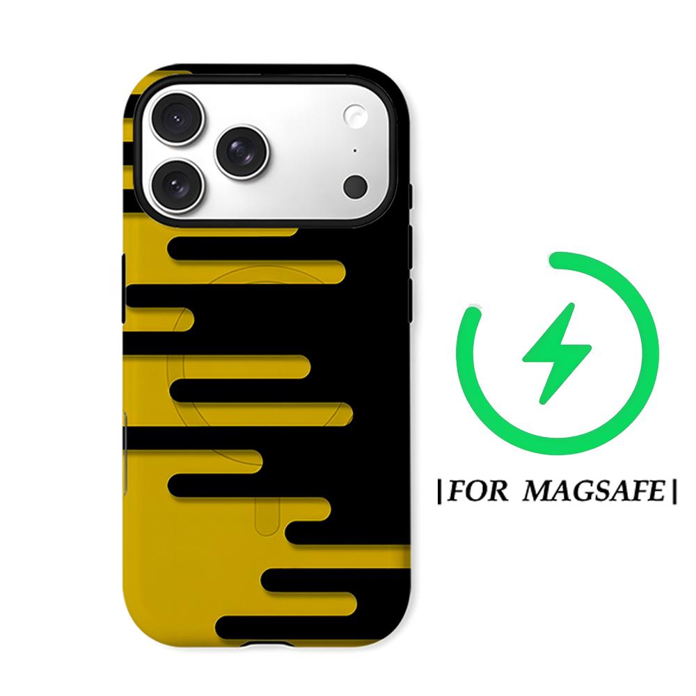 Black Yellow Minimal Lines Phone Case for IPhone 17AIR 16E 16 15 14 13 12 11 17 Pro Max Plus Double-layer Back Cover