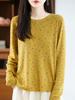Designer Fine-Spun Wool Floral Long Sleeve Slim Fit Knitwear for Women, Spring/Autumn Base Layer Top