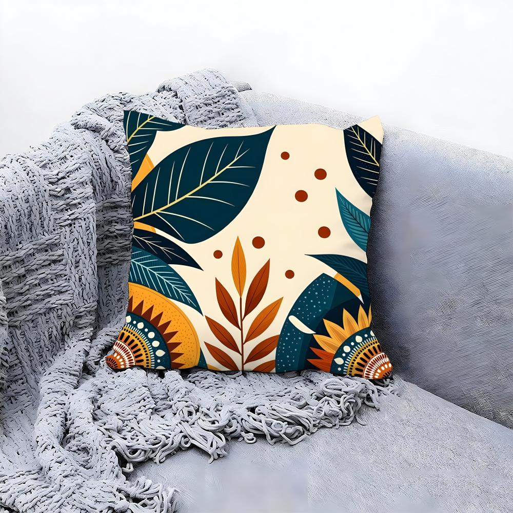 Natural Artistic Leaves Pattern Cushion Cover Premium Comfort Reversible Pillow Cove in One Design for Any Room  Car Interior
