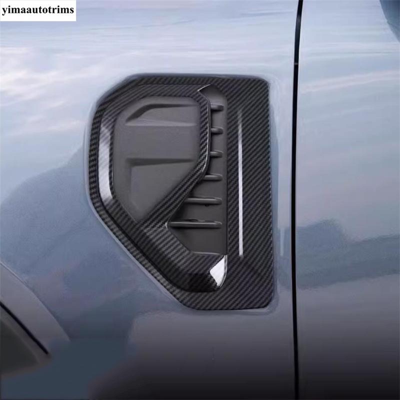 Griglia Cornice Pannello Copertura Parafango Griglia Prese d'Aria Laterali Anteriori Accessori Nero / Fibra di Carbonio Per Ford Ranger 2024