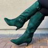 New Arrival Knee High Boots Thin Heel Square Toe Comfortable Ladies Shoes Winter Solid Buckle Women Boots Zip Heel Boots