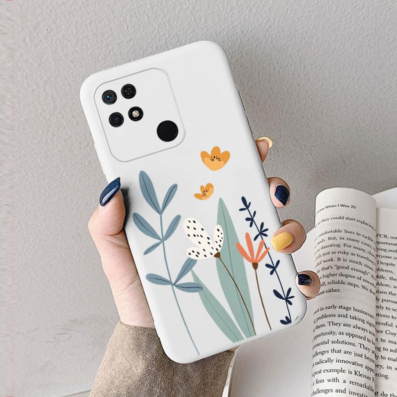 Case For Redmi 10 10C 10A Cute Heart Flower Back Cover Soft Silicone Matte Protective Funda For Xiaomi Redmi 10C Redmi10 Bag
