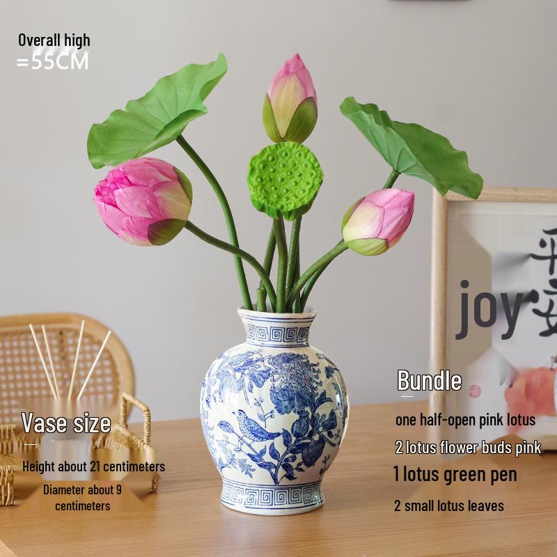 Chinese Lotus Artificial Flower Decoration for Living Room and Dining Table - Realistic Floral Arrangement with Lotus Leaf.