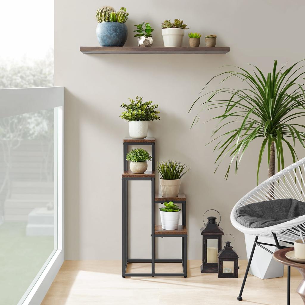 4-shelf Flower Stand - Rustic / Black Legs